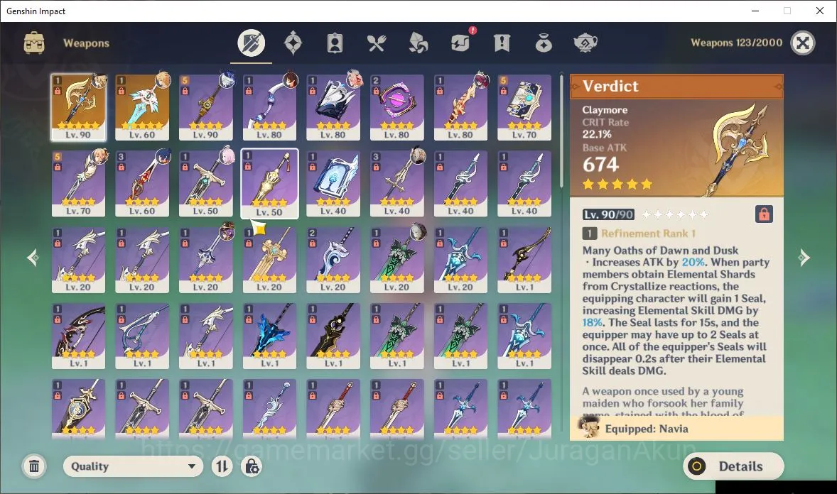 Genshin Impact Accounts ASIA|AR 55|3 Limited+2 [5 Star's Weapon]|Navia C3+ image 3