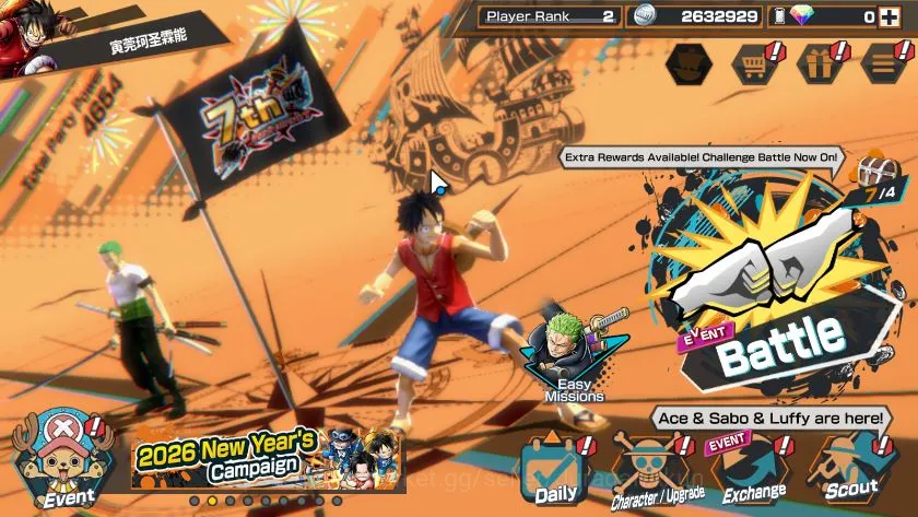 One Piece Bounty Rush Accounts Mid-Tier Global|3 META EX|Blackbeard Kuzan,Gol D Roger,Trafalgar Law|Rank 2|Log Bandai|Check