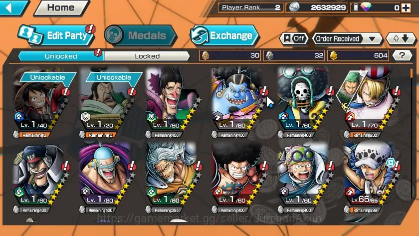 One Piece Bounty Rush Accounts Mid-Tier Global|3 META EX|Blackbeard Kuzan,Gol D Roger,Trafalgar Law|Rank 2|Log Bandai|Check 4