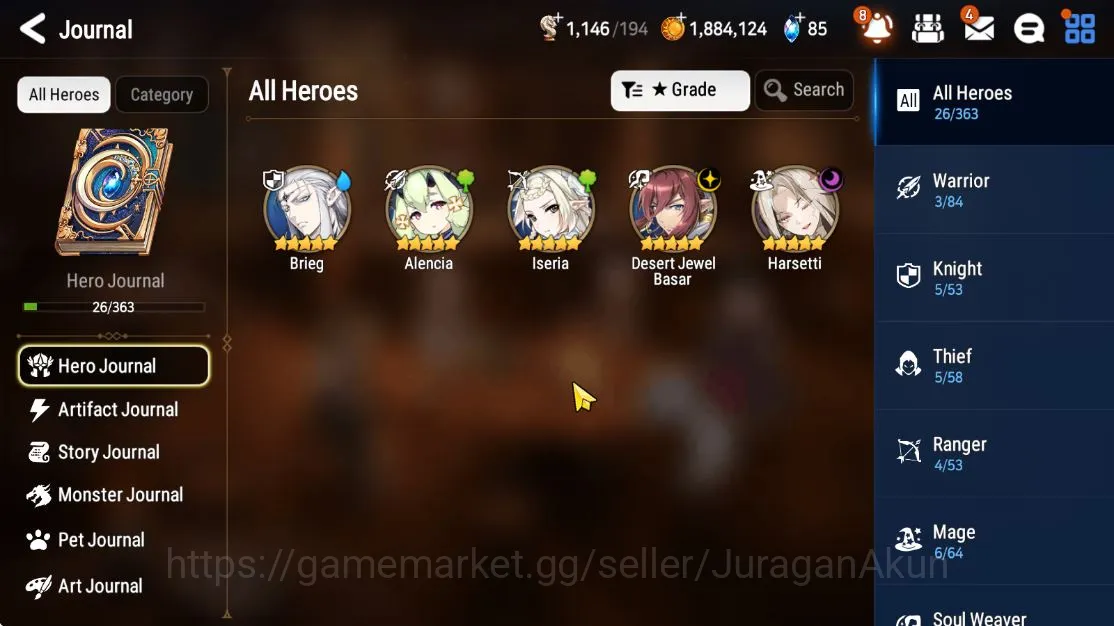 Epic Seven Accounts Starter Global Unverif|Fresh Starter|Low Progress|2 ML (Desert Jewel Basar,Harsetti)+ Alencia|Bless 3