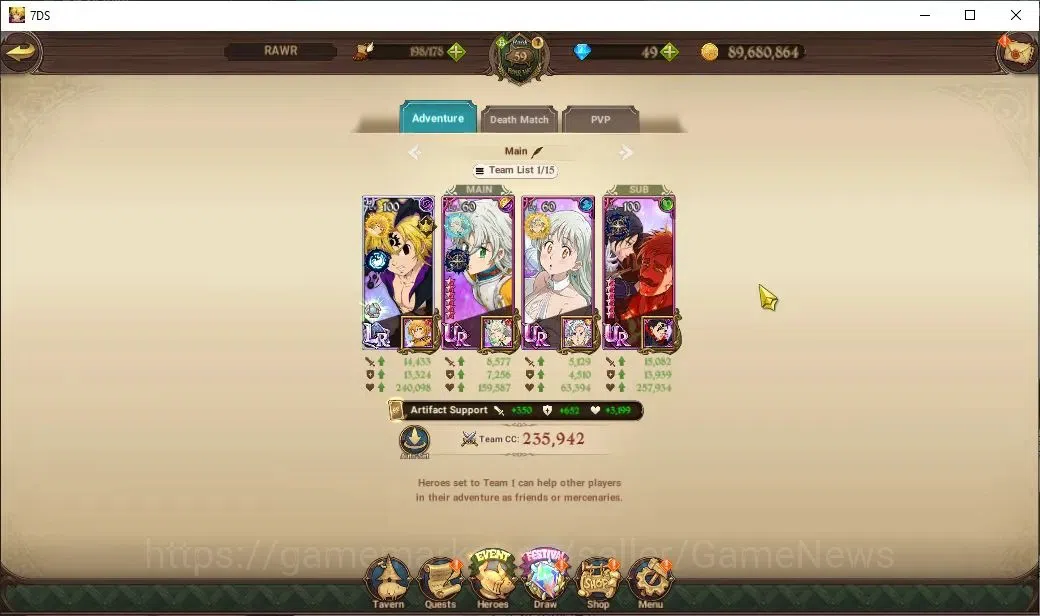 The Seven Deadly Sins: Grand Cross Accounts Endgame ASIA|4M CC|127 LS|4 LR+9 UR+Manny Collab|Nemesis 12