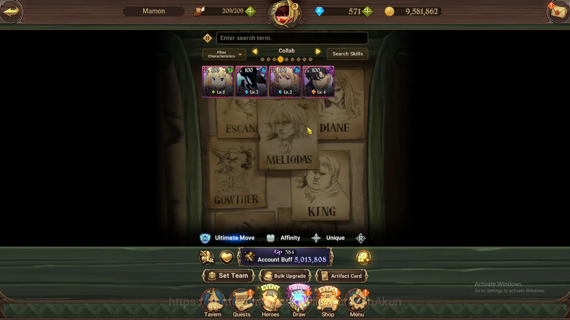 The Seven Deadly Sins: Grand Cross Accounts Midgame ASIA|5M CC|4LR+9UR+Collab(Solev,Konosuba+571 5