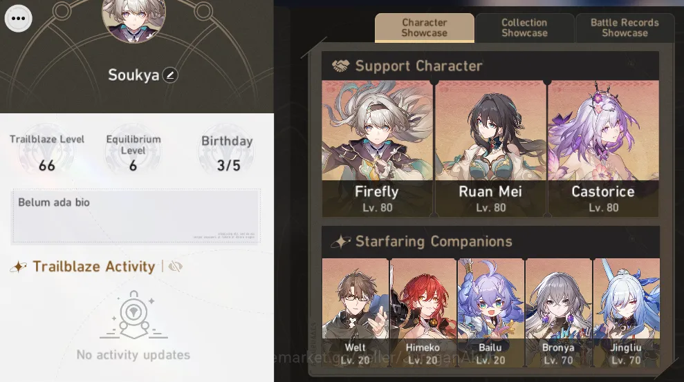 Honkai Star Rail Mid Game ASIA [TL66] 6 Limited (Firefly+Sign, Castorice, Ru image 1