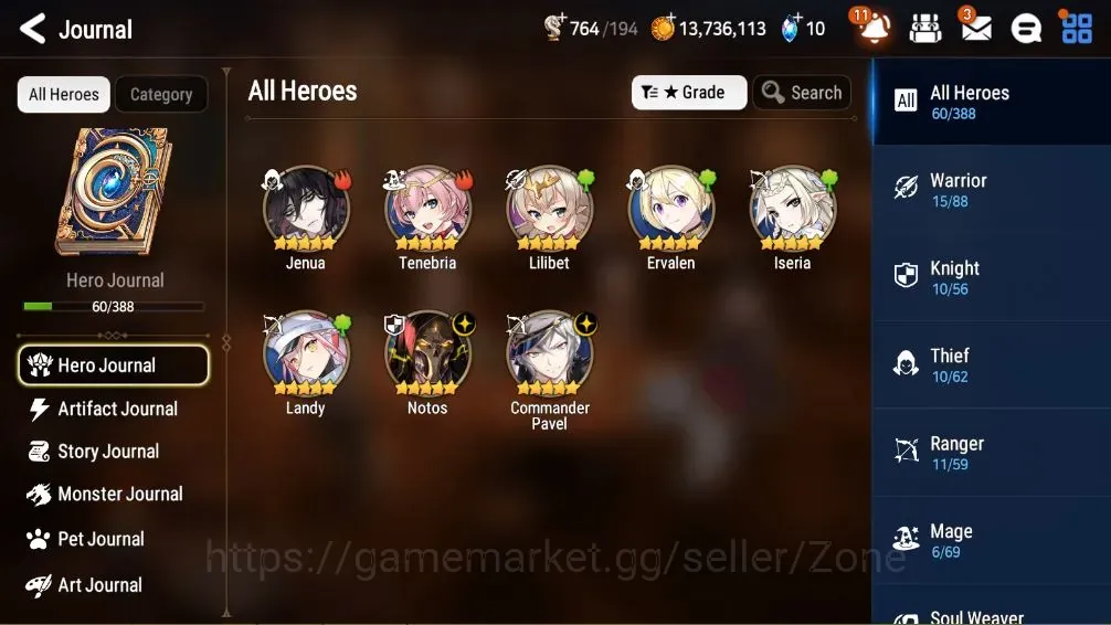 Epic Seven Accounts Starter Global Unverif|Fresh Starter|2 ML(Notos,C.Pavel)+6*5 RGB|PoH+Bless ON|Side Story Locked|Ep1 1