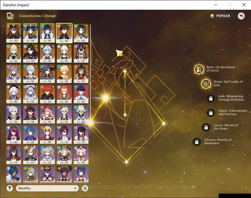 Genshin Impact Accounts Mid Game ASIA|AR 59|10 Limited+13 [5*Weapon]|(Yelan,Zhongli C2,Xiao)+Sign [Hu Tao,Ayato,Wanderer 2