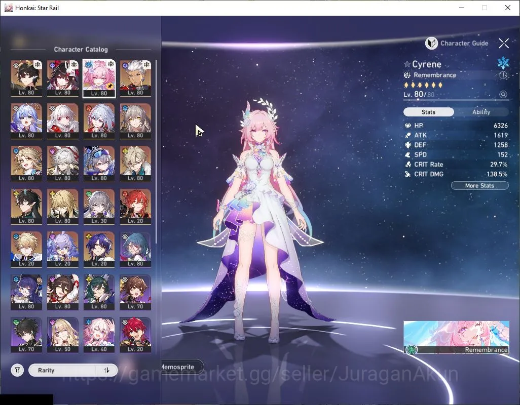 Honkai Star Rail Accounts End Game Asia |TL 70|11 limited|[Aventurine E1,Cyrene+Sign,Dan Heng IL+Sign] Robin,Sparkle,Topaz 4