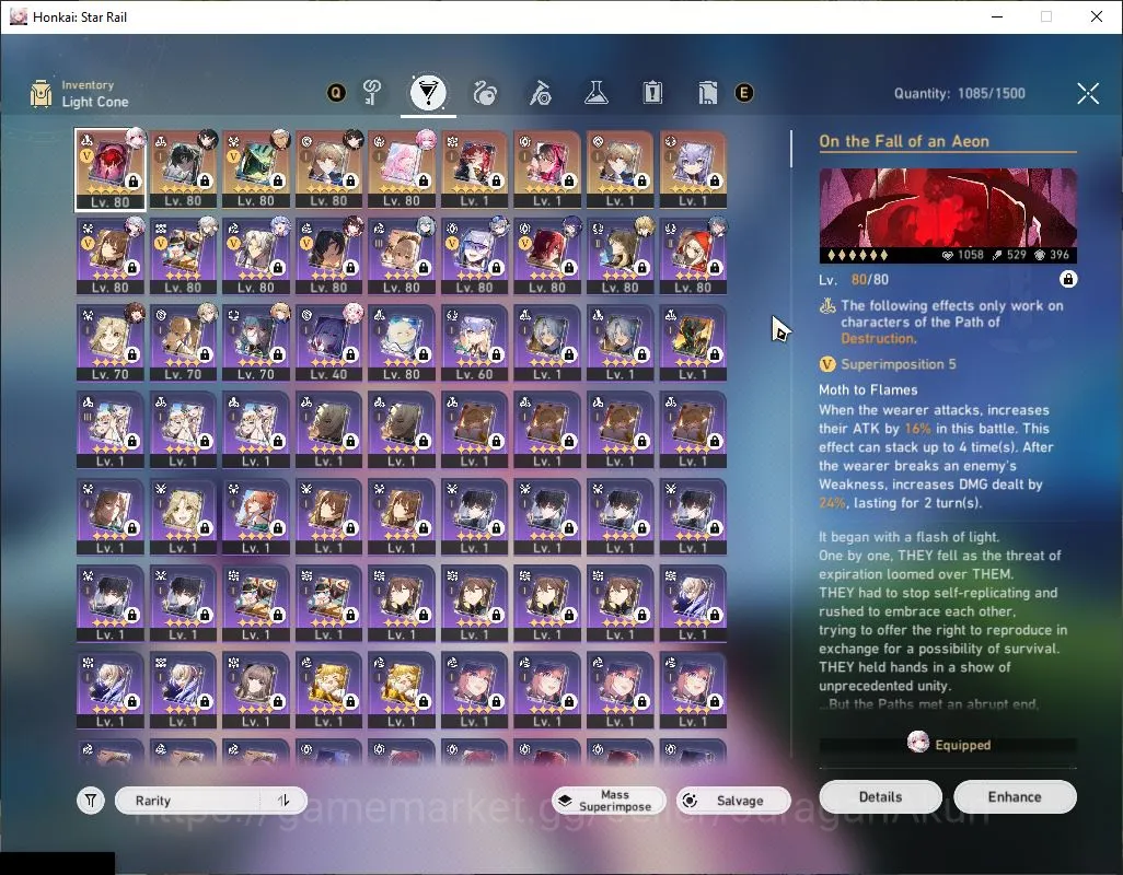 Honkai Star Rail Accounts End Game Asia |TL 70|11 limited|[Aventurine E1,Cyrene+Sign,Dan Heng IL+Sign] Robin,Sparkle,Topaz 5