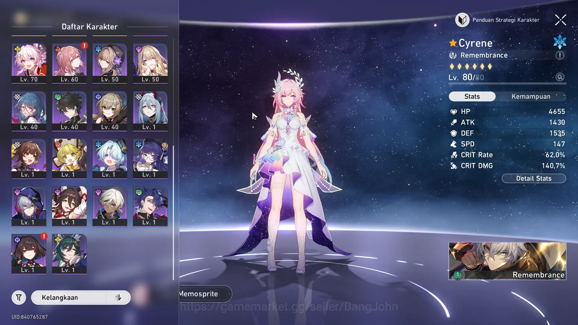 Honkai Star Rail Accounts Others ASIA|TL 66|10 Limit|Premium+H.carry 3