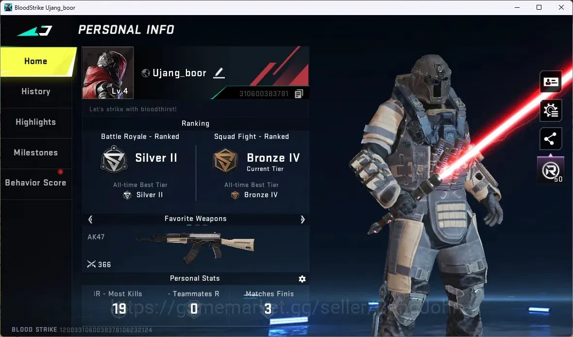 Blood Strike Accounts ASIA | ULTRA MELEE: Lightblade - Dark Force | 2 LE image 1