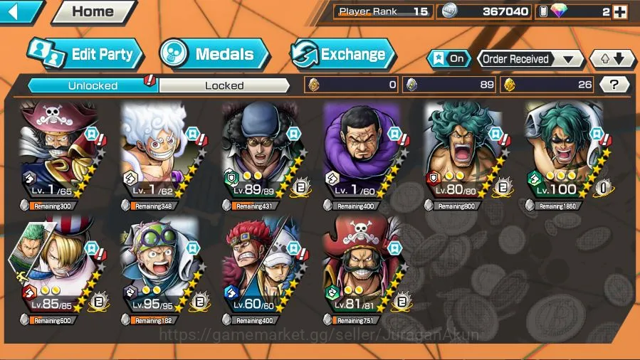 One Piece Bounty Rush Mid-Tier Global|5 META EX[Roger,LuffyG5,Kuzan,Sanji,Koby,Ki image 1