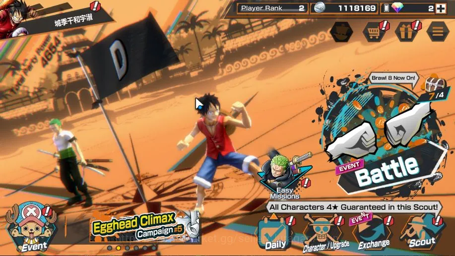 One Piece Bounty Rush Accounts Mid-Tier Global|3 META EX| Kozuki Oden,GoldD roger,Kuzam,Etc |Rank 02|Log Bandai|Check