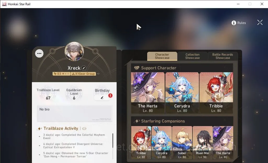 Honkai Star Rail Mid Game ASIA [TL67] 8 Limited (Cerydra,The Herta,Saber)+Si image 1