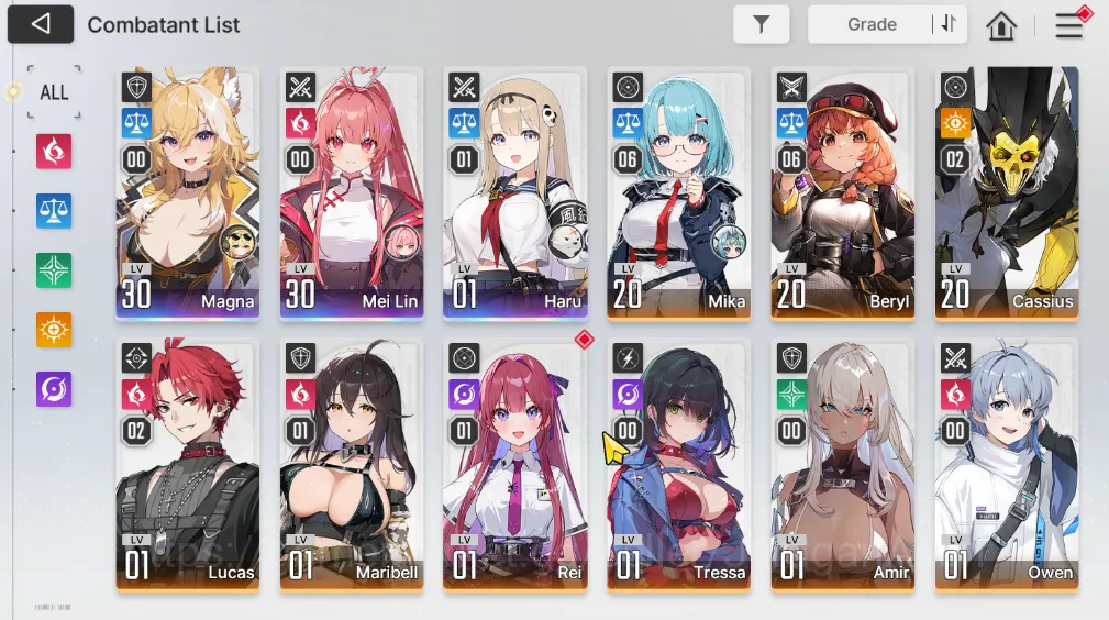 Chaos Zero Nightmare Accounts GLOBAL Lv23|3 SSR(HaruM1, Mei Lin, Magna) + 9SR(MikaM6, BerylM6, Etc) + 1 SSR Partner 5