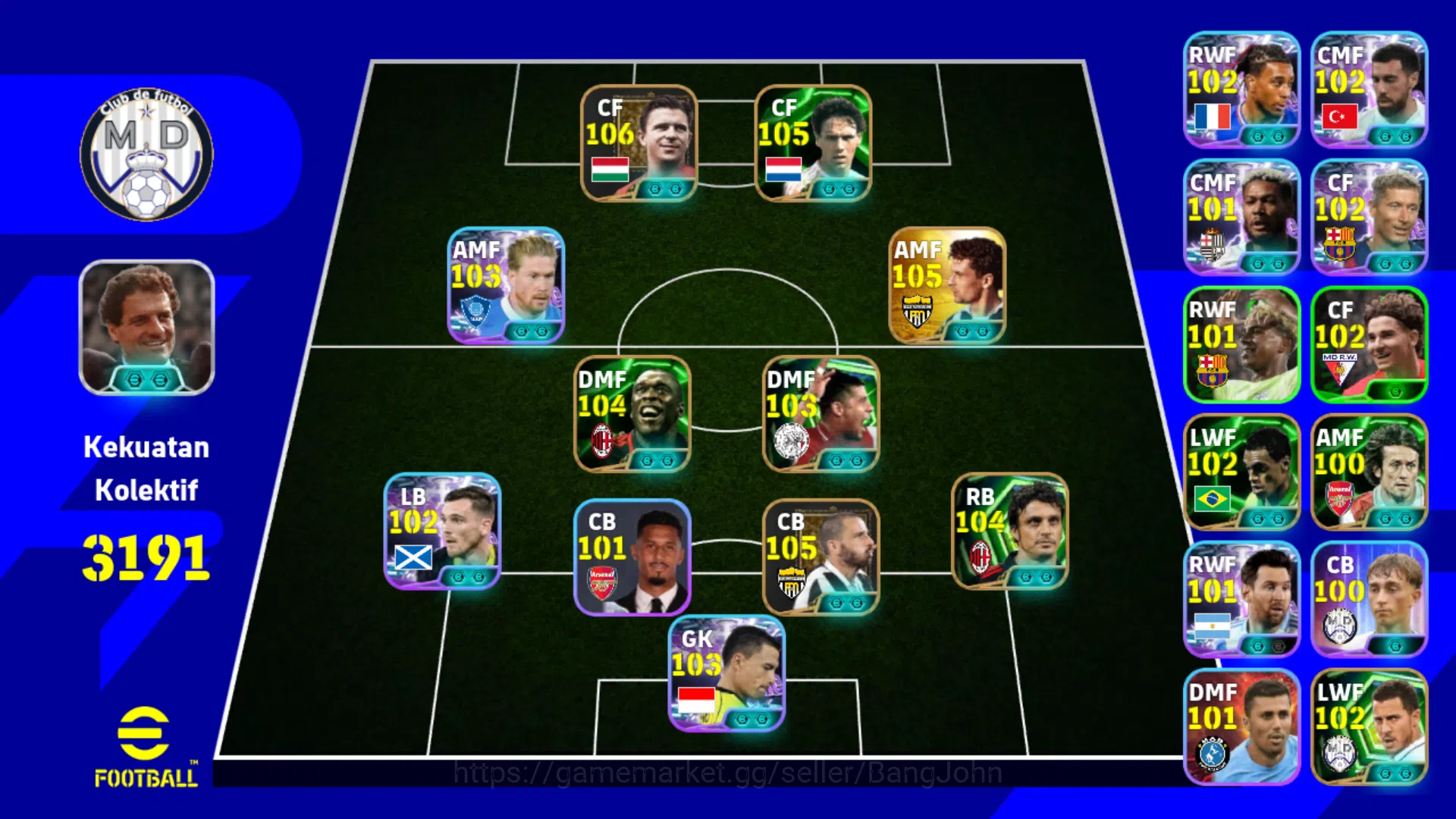 eFootball Accounts Others Power 3191 | Puskas Epic db | Baggio Epic db | Seedorf Epic db | Chielini Epic db | Emil Audero