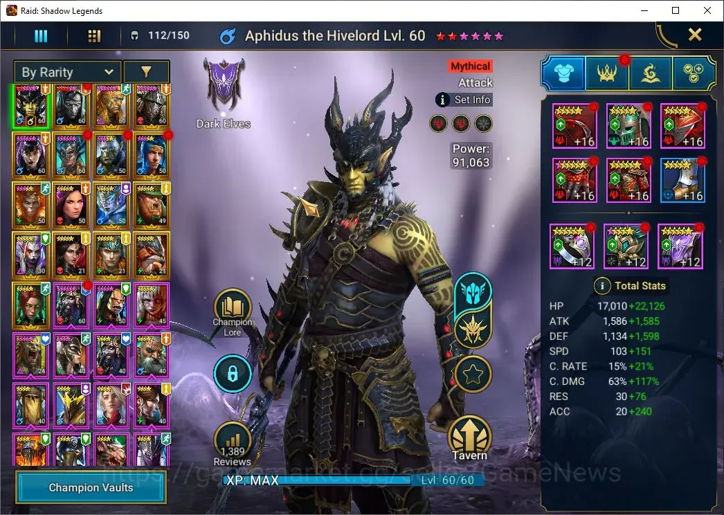 Raid: Shadow Legends Accounts Mid-Game Lv 49|653K Power|1 Mytical(Aphidus)+16 1