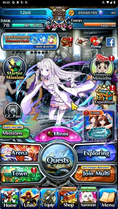 Grand Summoners Starter Global|Rank 76|11 Ascend [Shalltear,Sunraku,Miyu,S image 1