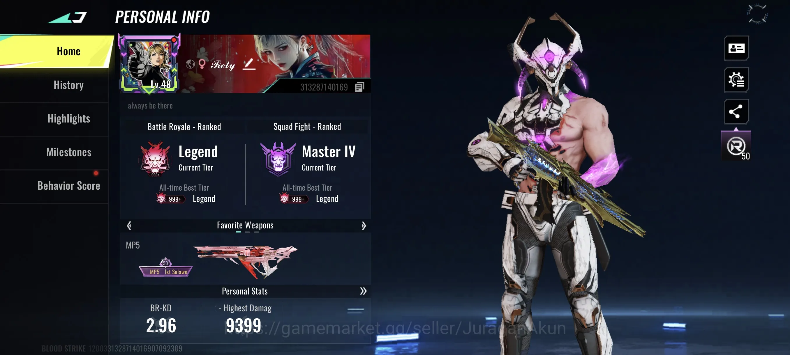Blood Strike Mid-Tier Asia|3 eternal Mp5-Bloodrift,Kar98k-Ntherflame|Gol image 1
