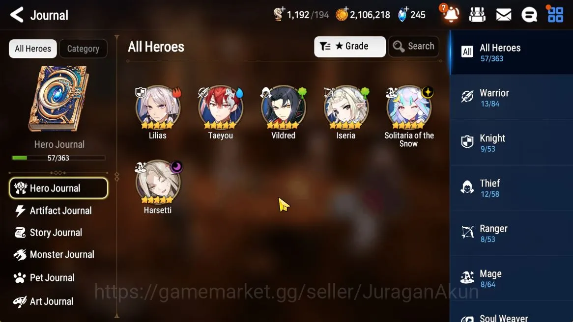 Epic Seven Accounts Starter Global Unverif|Fresh Starter|2 ML(Har setti, Solitaria of the Snow) Lilias,Taeyou,etc|POH 2
