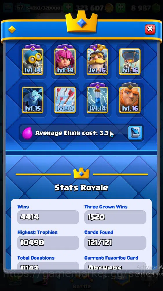 Clash Royale Accounts Lvl 67|Trophy 10457|KTL 15|Limited Skin|Card 121|3 image 3
