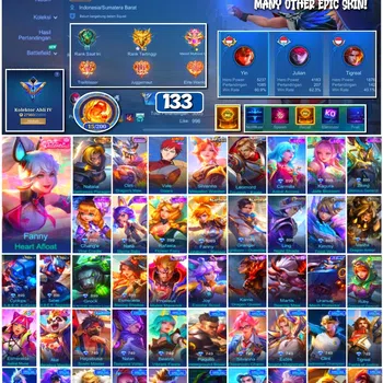 Mobile Legends: Bang Bang Accounts Collector #3382 133 Skins | Collector Natalia | Gusion (Rare/Gacha) | Many Epic | Safe