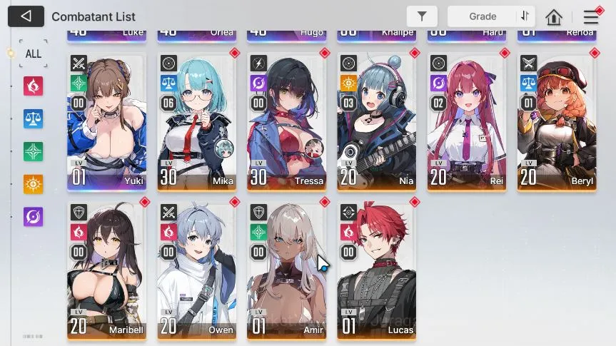 Chaos Zero Nightmare Accounts GLOBAL|Lv 31|7 SSR(Khalipe M1,Haru M1,Luke,Orlea,Hugo,Renoa,Yuki)+ 9SR(Mika M6,Nia M3,Etc)+17 3