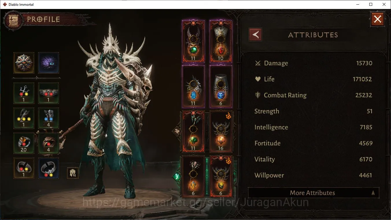Diablo Immortal Accounts Mid-Tier SEA-Gillian|Lv60(348)Necromancer|25k CR|Reso 480|Hell III|Paragon Harbringer|Hell 2