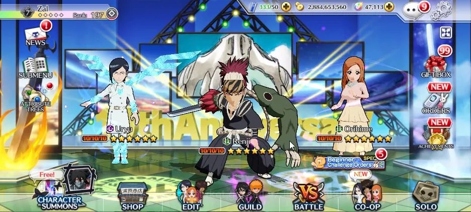 Bleach: Brave Souls Accounts High-End [GLOBAL]|47K Orb|5 MT(Uryu+Renji TYBW25,Robert,Aizen,Orihime),Kenpachi 5