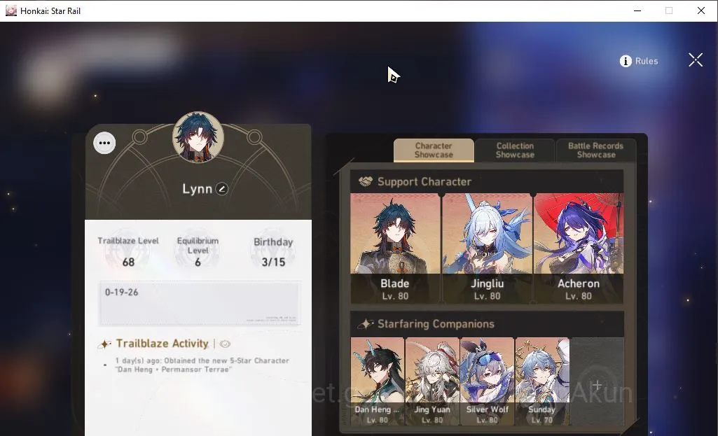 Honkai Star Rail Mid Game ASIA |TL 68|10 Limited|Sunday+Sign [Jingliu E1,Luo image 1