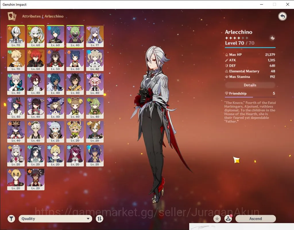 Genshin Impact Accounts Mid Game ASIA|AR 45| 2 Limited |[Nahida C1,Arlechino] Keqing,Diluc,QingQiu|MC Male|Take Email|Check 3