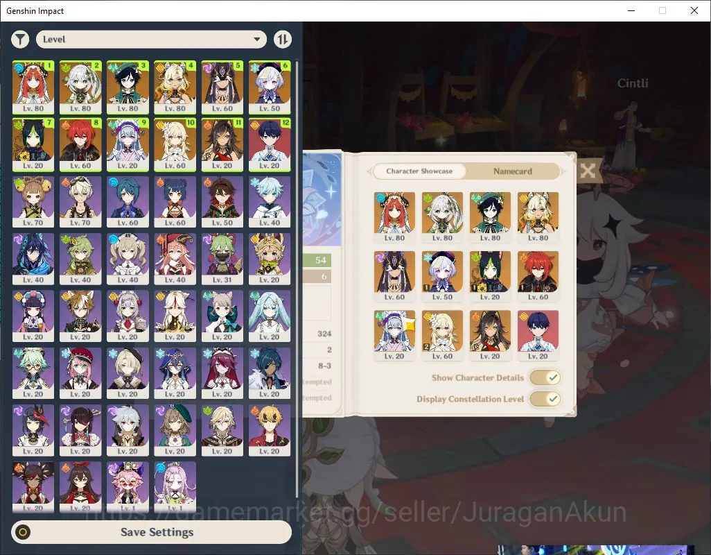 Genshin Impact Accounts Mid Game ASIA|AR 54| 5 Limited+1 [5 Star's Weapon]|Xilonen,Nilou,Nahida,Venti,Cyno|Mc Female|Take 4