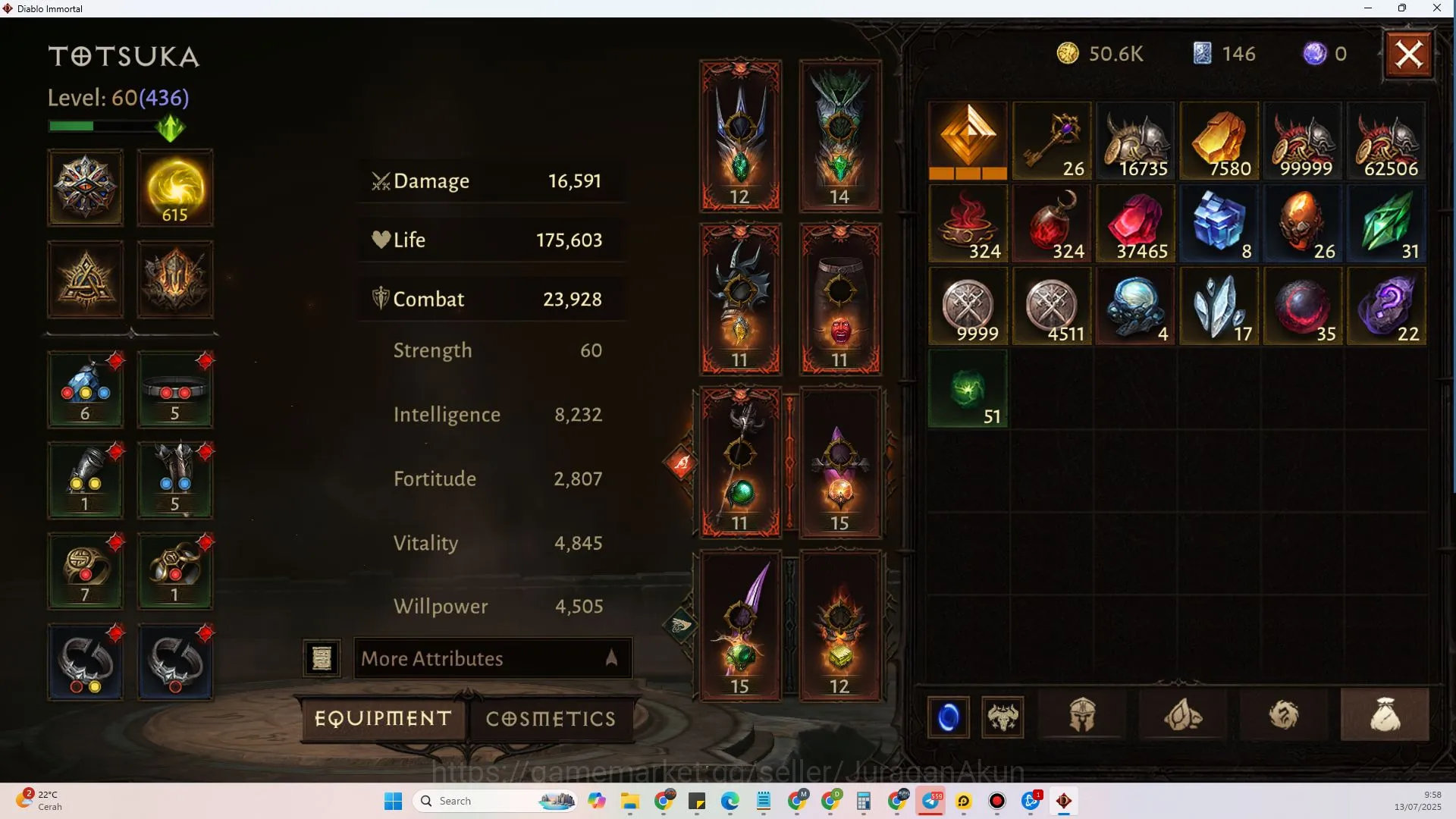 Diablo Immortal Accounts Mid-Tier SEA - Gillian |Lv 60 (436) Wizard 23,928 CR |Reso 615|Many Resource | Check SS (DI811) 6