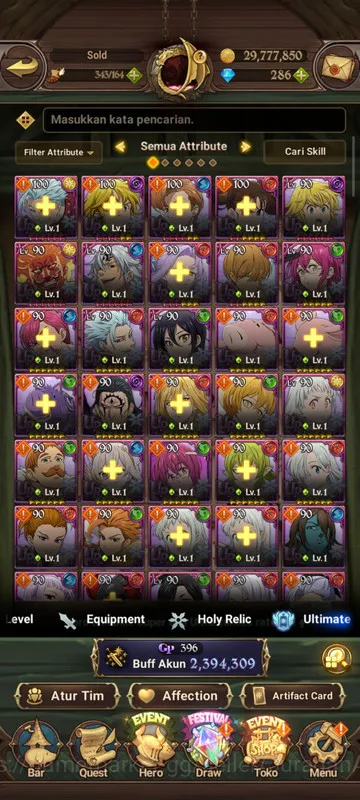 The Seven Deadly Sins: Grand Cross Accounts Starter Asia |2,3M CC| 5UR + 286 Gems (ODK, Arthur, Lancelot, Sabunak, Escanor 2