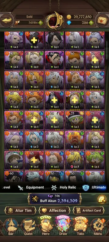 The Seven Deadly Sins: Grand Cross Accounts Starter Asia |2,3M CC| 5UR + 286 Gems (ODK, Arthur, Lancelot, Sabunak, Escanor 3