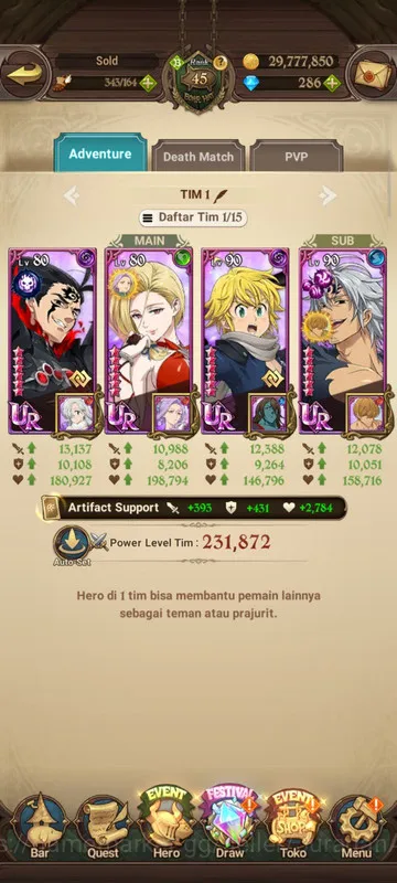 The Seven Deadly Sins: Grand Cross Accounts Starter Asia |2,3M CC| 5UR + 286 Gems (ODK, Arthur, Lancelot, Sabunak, Escanor 4
