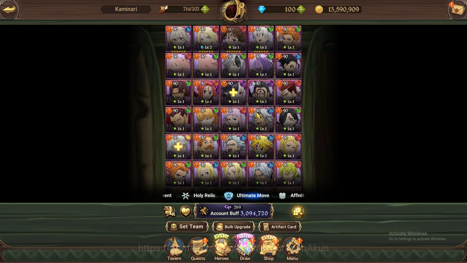 The Seven Deadly Sins: Grand Cross Accounts Midgame Asia|3 M CC|1 LR + 7 UR + 100 3