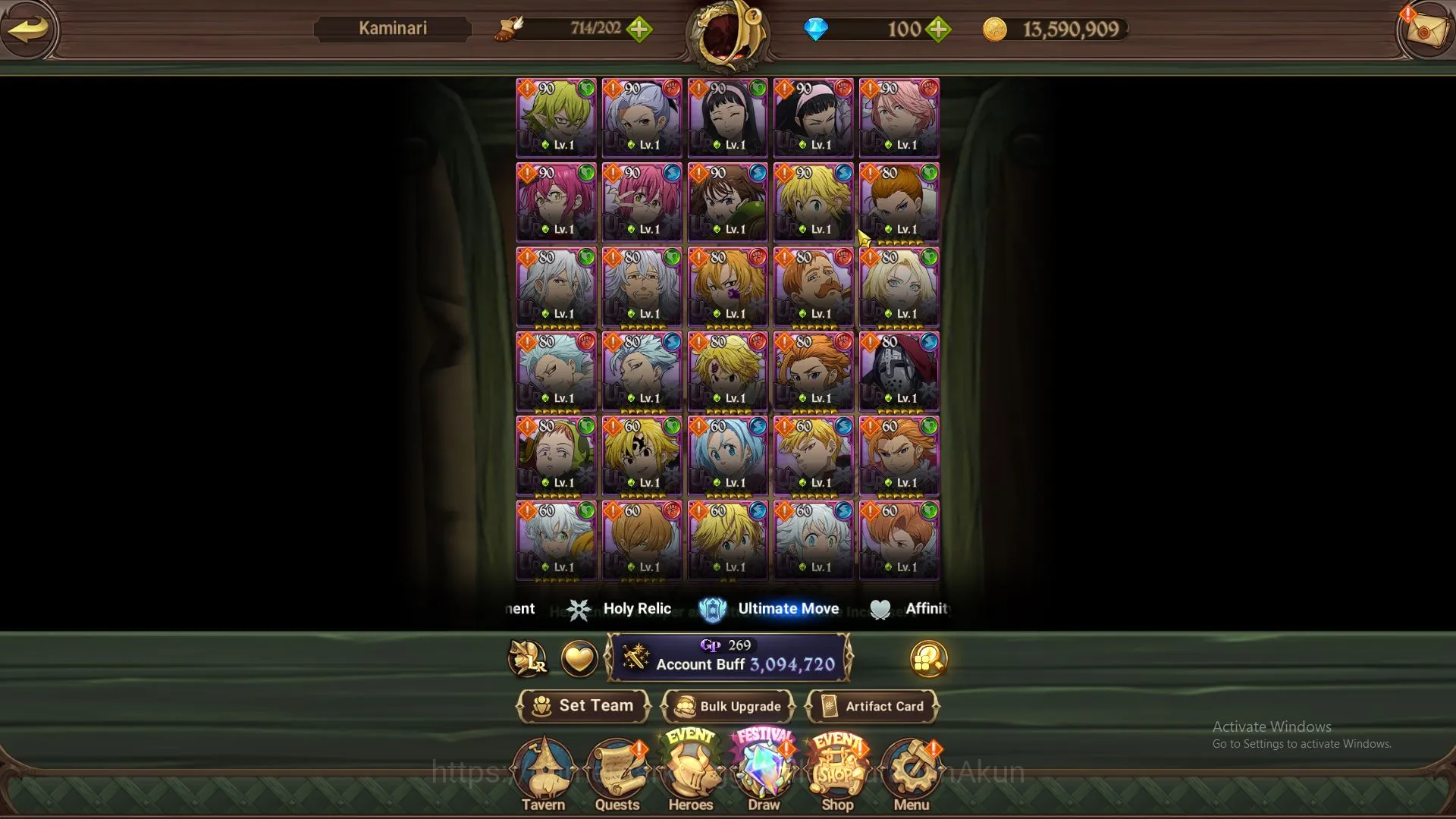The Seven Deadly Sins: Grand Cross Accounts Midgame Asia|3 M CC|1 LR + 7 UR + 100 4