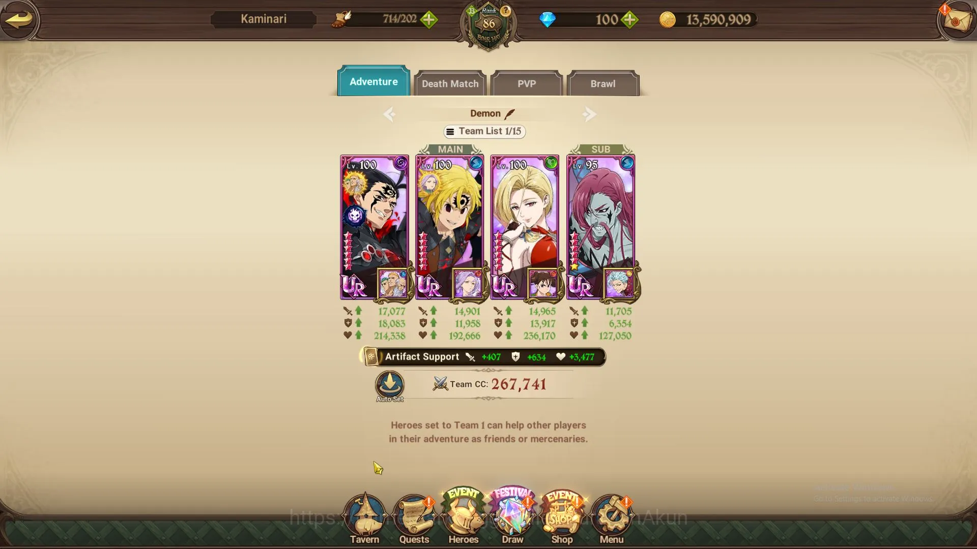 The Seven Deadly Sins: Grand Cross Accounts Midgame Asia|3 M CC|1 LR + 7 UR + 100 5