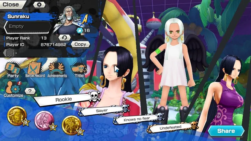 One Piece Bounty Rush Accounts Mid-Tier Global|2 META EX|Daimyo Of Kuri Kozuki Oden,Seraphim Snake|Rank 13|Log Bandai|Check 2