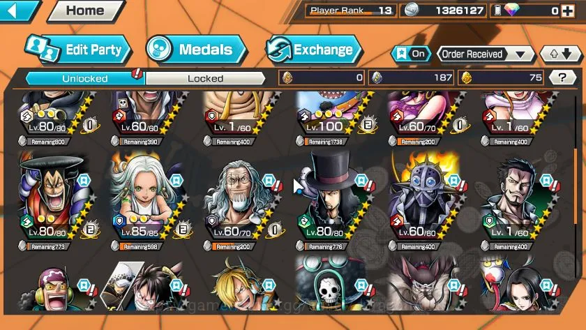 One Piece Bounty Rush Accounts Mid-Tier Global|2 META EX|Daimyo Of Kuri Kozuki Oden,Seraphim Snake|Rank 13|Log Bandai|Check 4