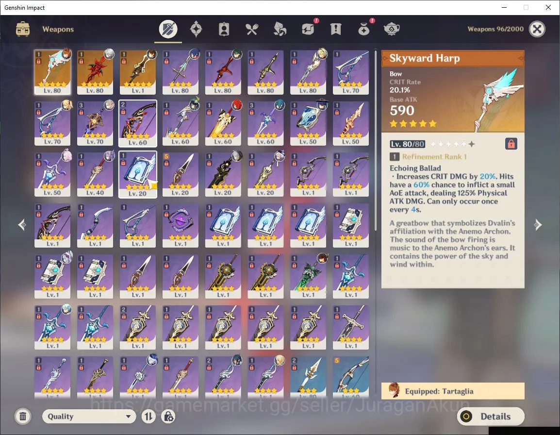 Genshin Impact Accounts Mid Game ASIA|AR 56|8 Limited +3 [5 StarWeapon]|[Arlecchino+Sign,Furina,Wanderer,Xiao,Venti,Etc]|MC 2
