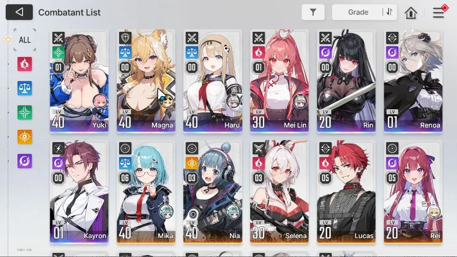 Chaos Zero Nightmare Accounts GLOBAL Lv 36| 7SSR(YukiM1 MeilinM1 Magna Rin Renoa Kayron)+ 11SR (MikaM6,LucasM5,Etc 2