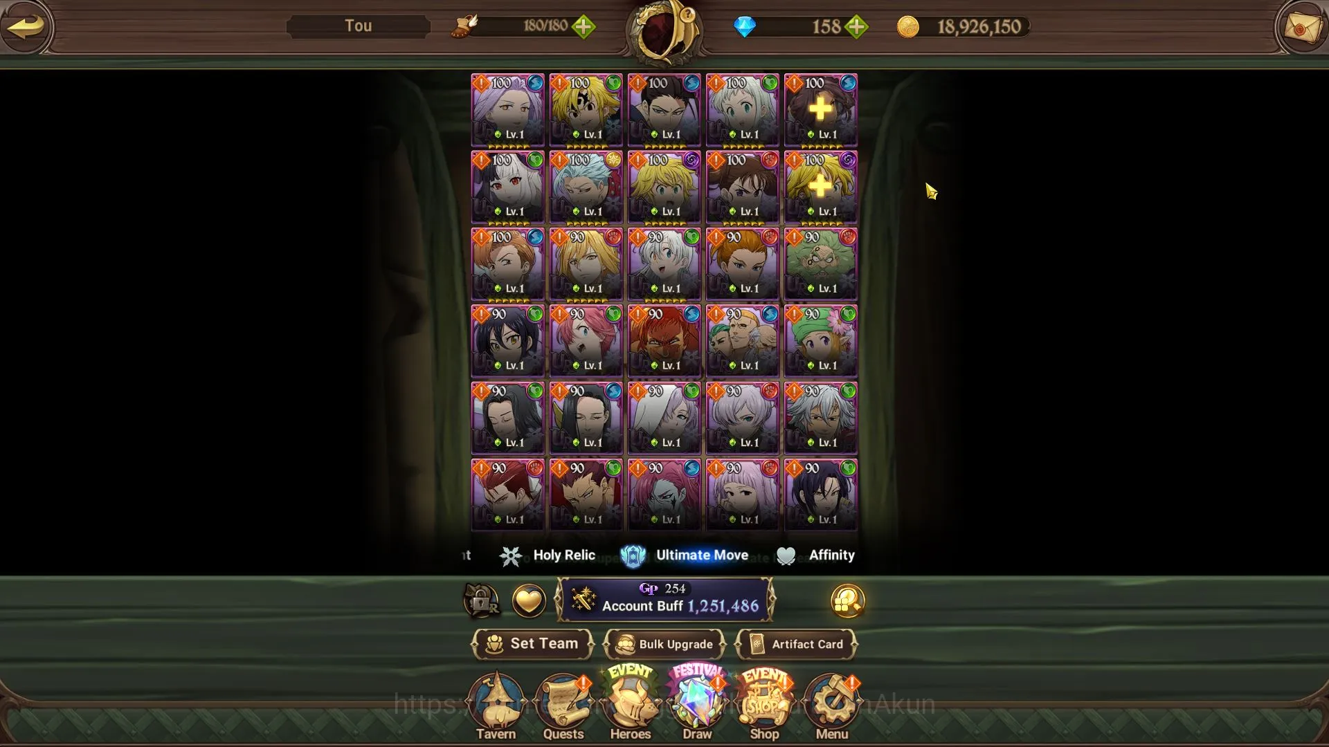 The Seven Deadly Sins: Grand Cross Accounts Midgame Global|Starter|1,2M CC|158 Gems|CH 4|4 UR|Merlin&Escanor 3