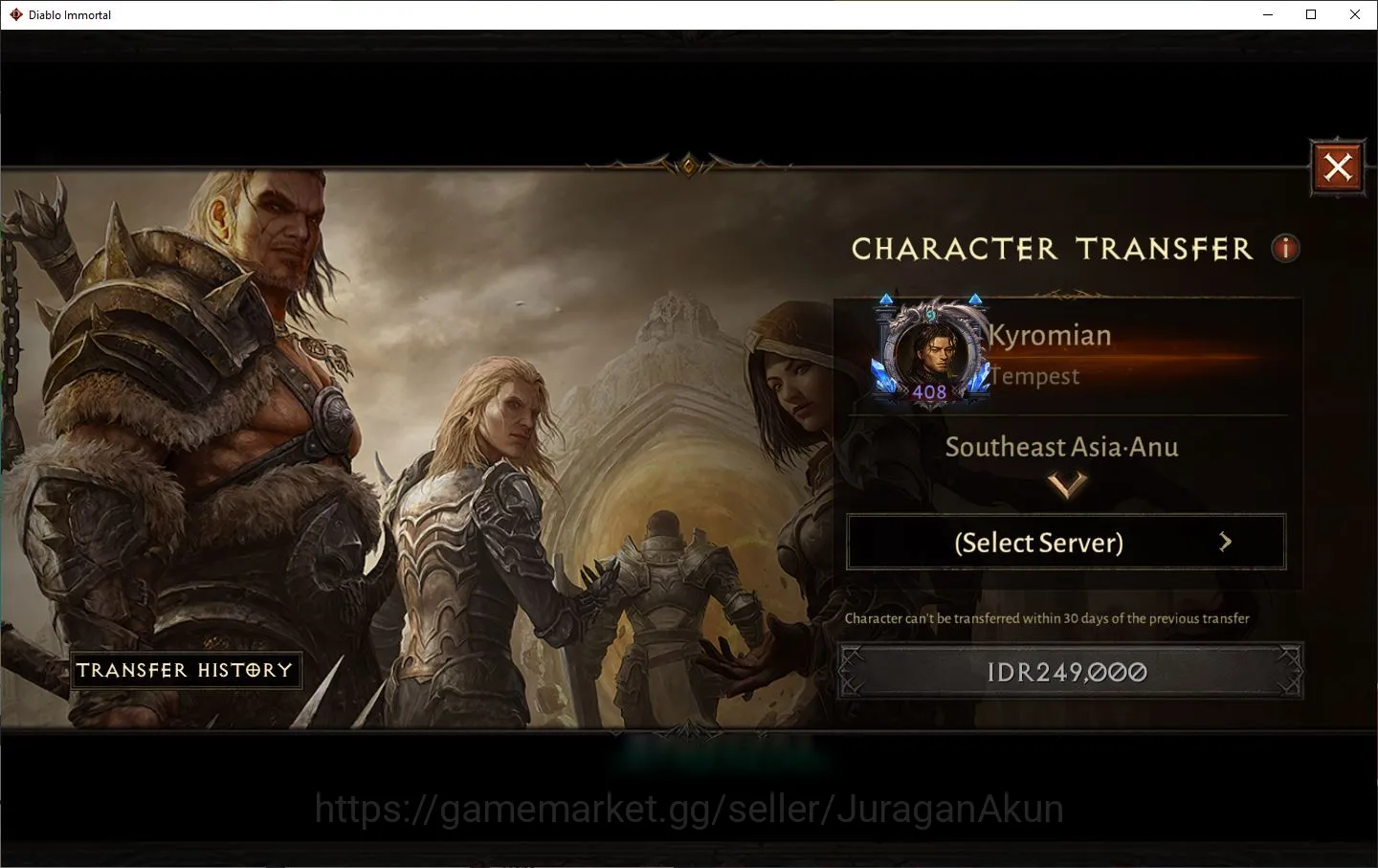 Diablo Immortal Accounts High-End SEA-ANU|Lv60(408)Tempest|28k CR|Reso 720|Hell III|Paragon Slayer|Hell Lv16|Esessence Lv 2 4