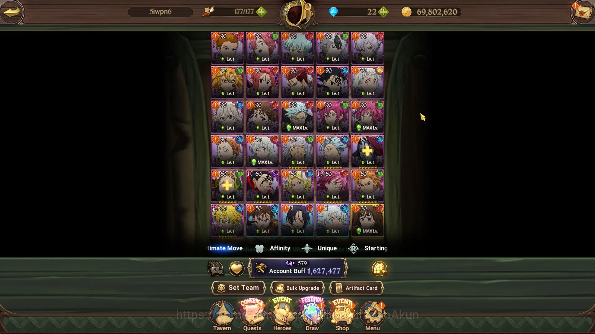 The Seven Deadly Sins: Grand Cross Accounts Midgame Asia|1,6M CC|CH 6|1 LR + 6 UR|Elizabeth,Merlin&Escanor 3