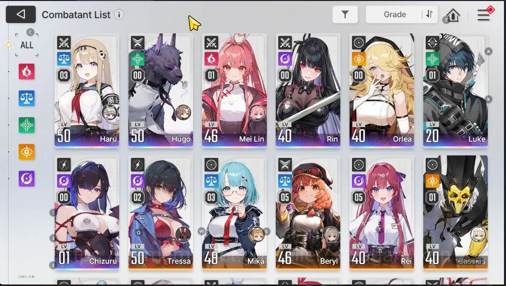 Chaos Zero Nightmare Accounts ASIA Lv43|7 SSR(HaruM3,MeiLinM1,LukeM1,Chizuru,Rin,Hugo,Orlea 3
