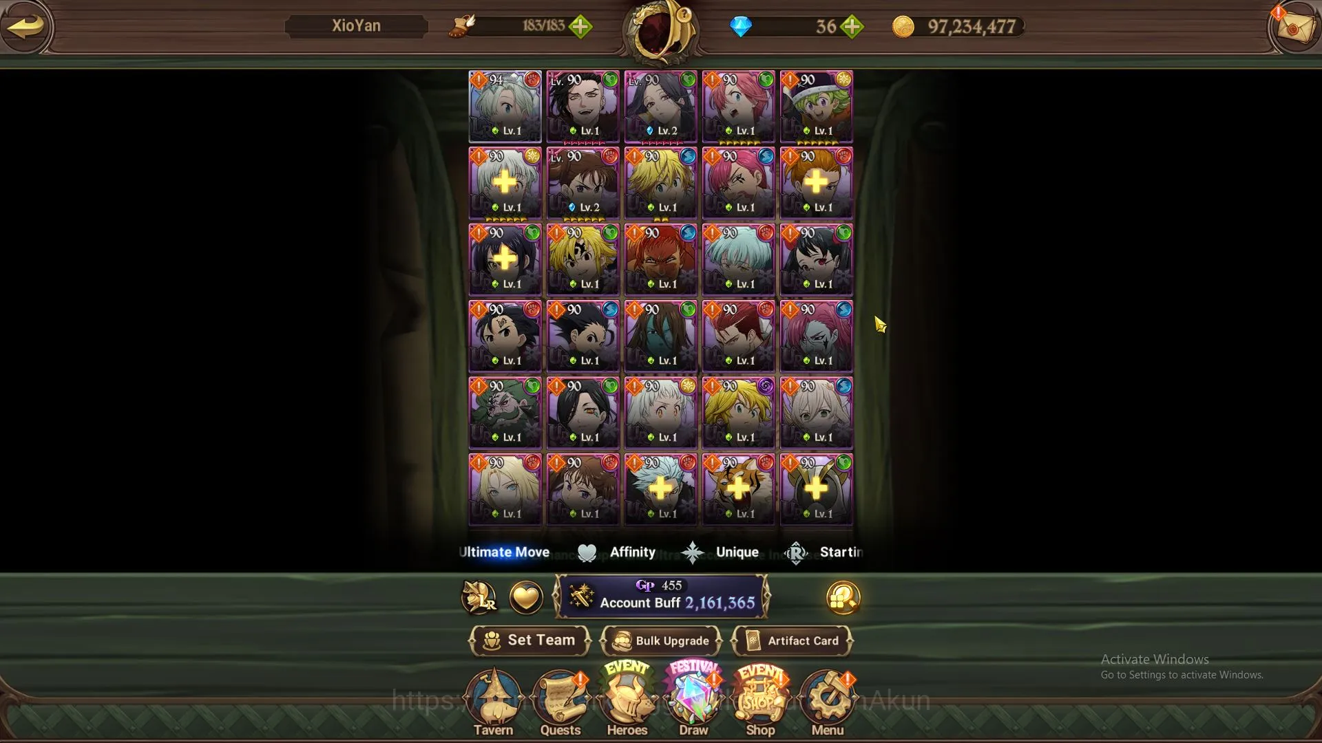 The Seven Deadly Sins: Grand Cross Accounts Midgame Global|2,1M CC|1 LR+10 5
