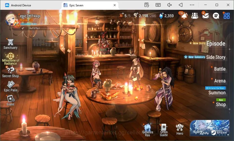 Epic Seven Accounts High-End Global Unverif |5 ML(RNL,Lisette,NM Luna,Ro Light,SP Politis)|PoH+Bless ON|18K Stigma|2K SS|Log 1