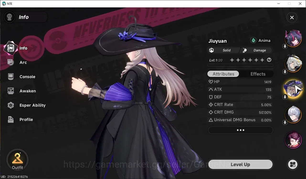 Neverness to Everness Accounts GLOBAL NA|HL 3|3 S-Class 1 Limited Shinku Awk 1,Jiuyuan,(Hathor+Sign)|+1 S-Class Selectr 3