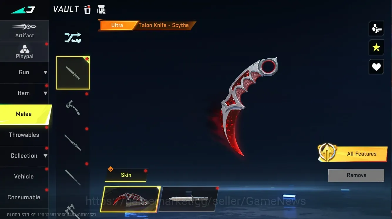 Blood Strike Accounts Collab Skin Asia|Eternal MP7 TideSong,Deagle+Ultra Melee Talon Scythe,Staff|Collab Mr Iguana,AOT 1
