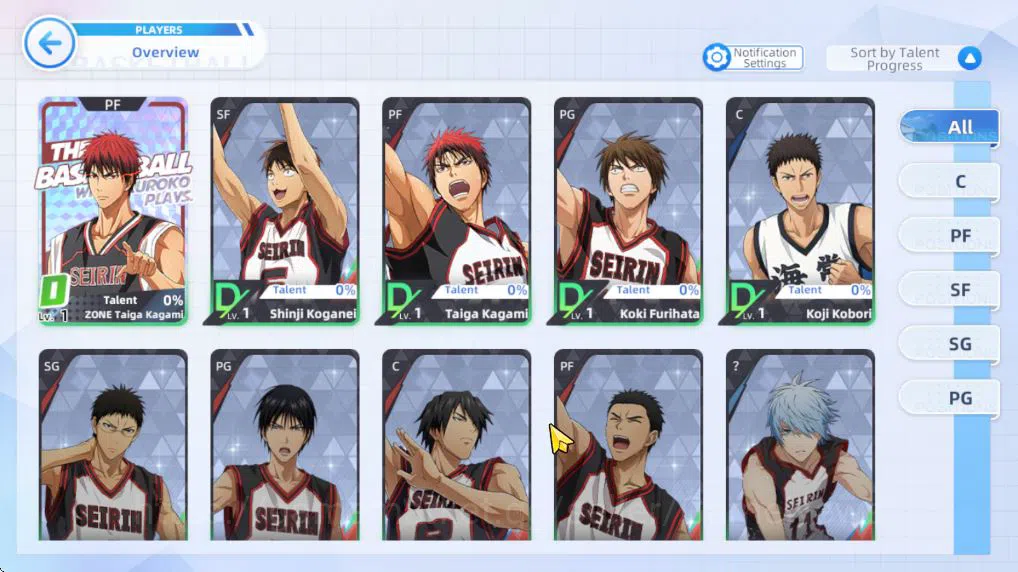 Kuroko's Basketball Street Rivals Accounts SEA SV013|Fresh Starter Lv 3 Limit Zone Taiga Kagami + 4 Other Char + Story 3